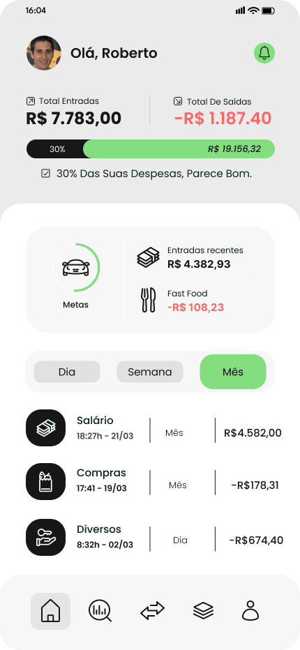 Mockup do app